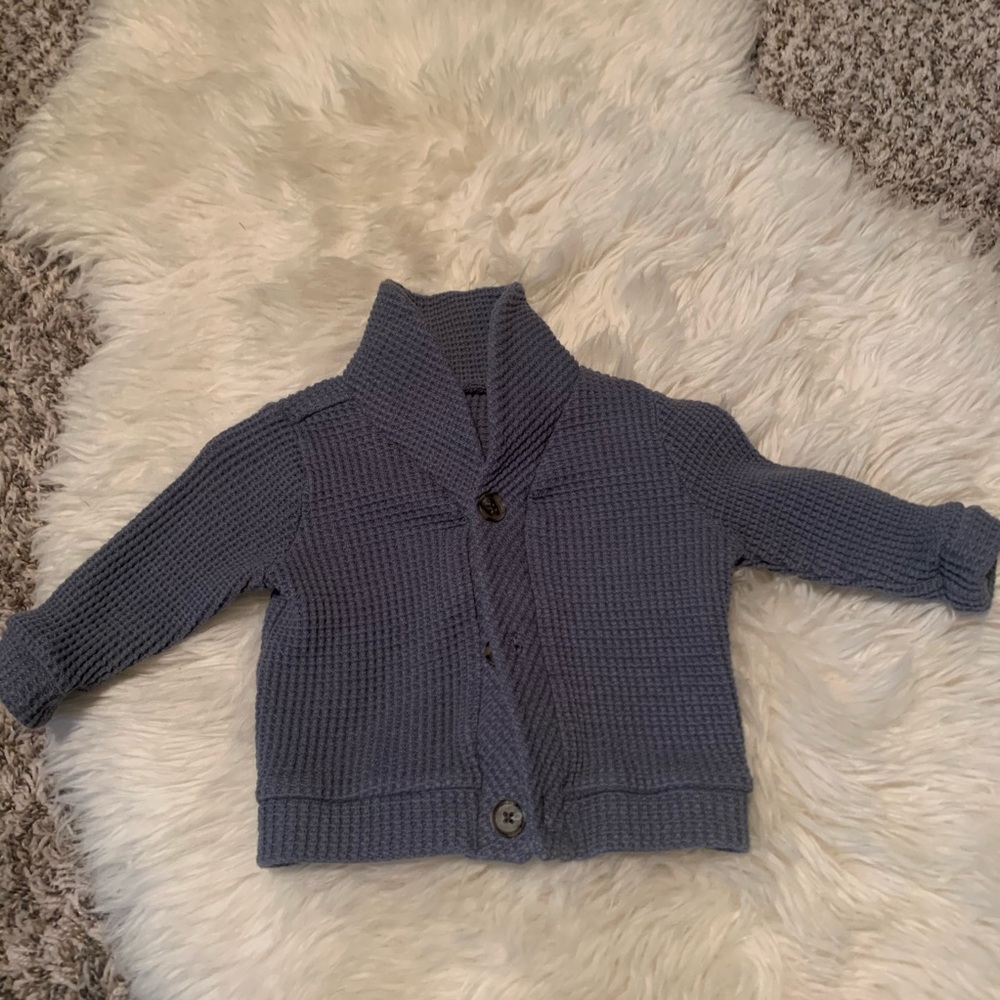 Waffle Knit Cowl Neck Button Sweater